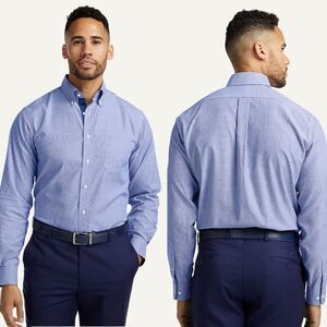 Paul Fredrick Non-Iron Cotton Stripe Dress Shirt With Contrast Trim 17.5 XL